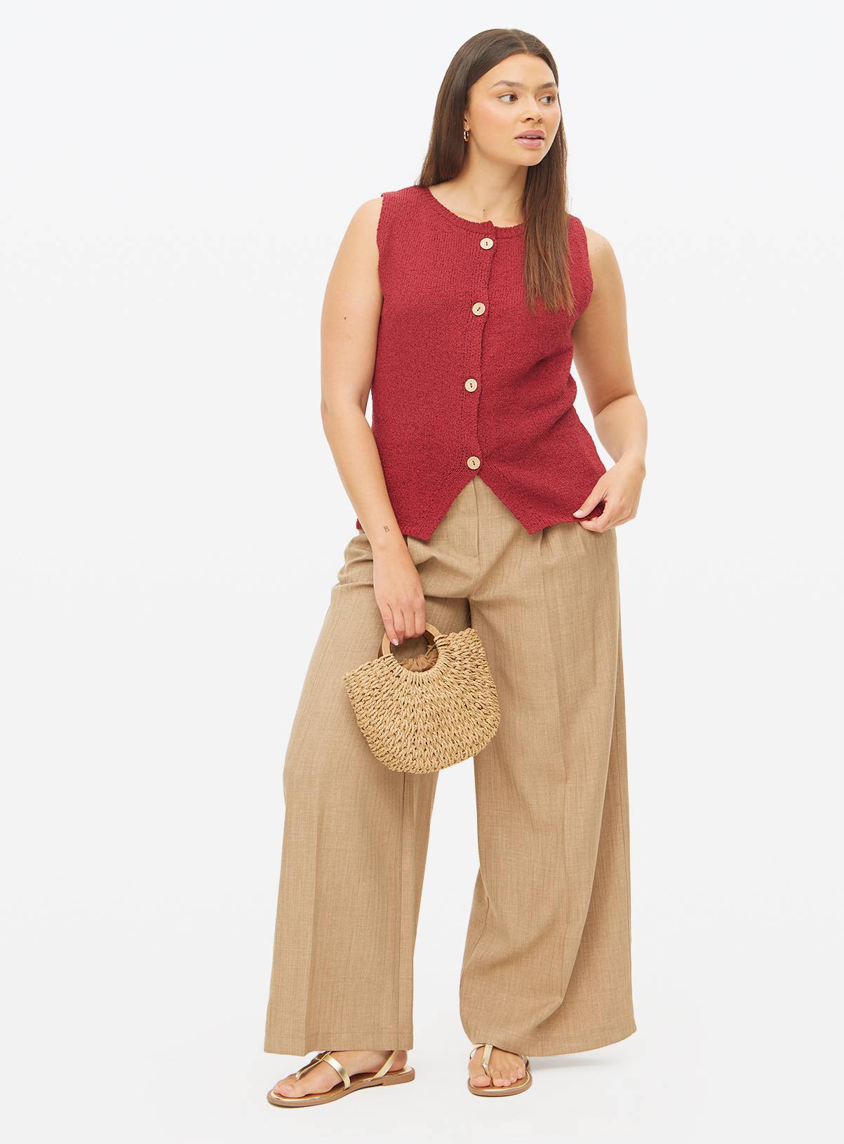 Dark Red Slub Button-Through Waistcoat 20 - Image 4